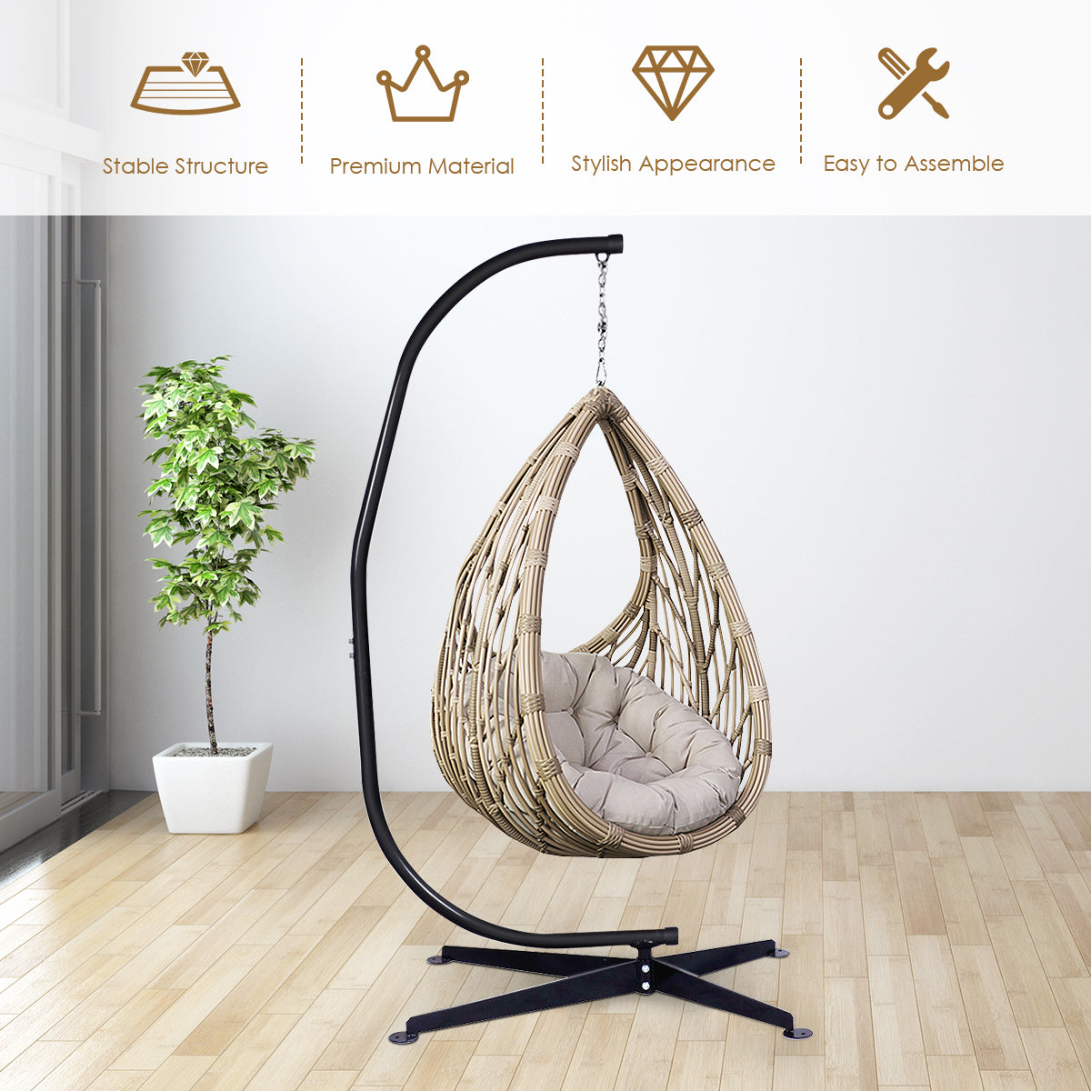 Giantex Hammock Chair Stand, Hanging Chair Stand, C Stand for Hanging Chair