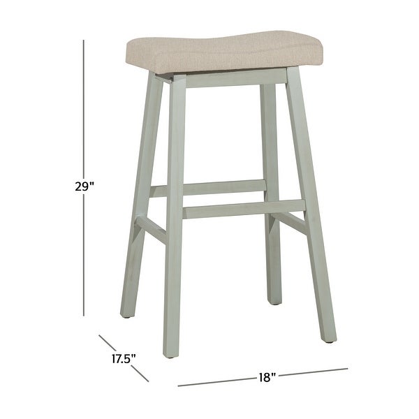 The Gray Barn Nettle Bank Wood Backless Bar Height Stool， Light Aged Blue - 29H x 18W x 17.5D