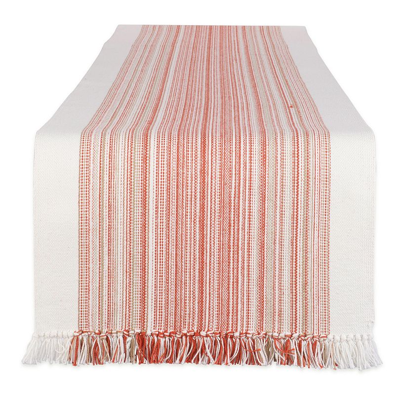 108 Table Runner with Fringed Red Stripes Design