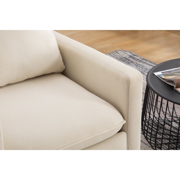 Swivel Round Accent Chair Sofa 360 Degree Swivel Barrel Club Chair and Living Room Soft Lamb Wool Arm Chairs， Beige