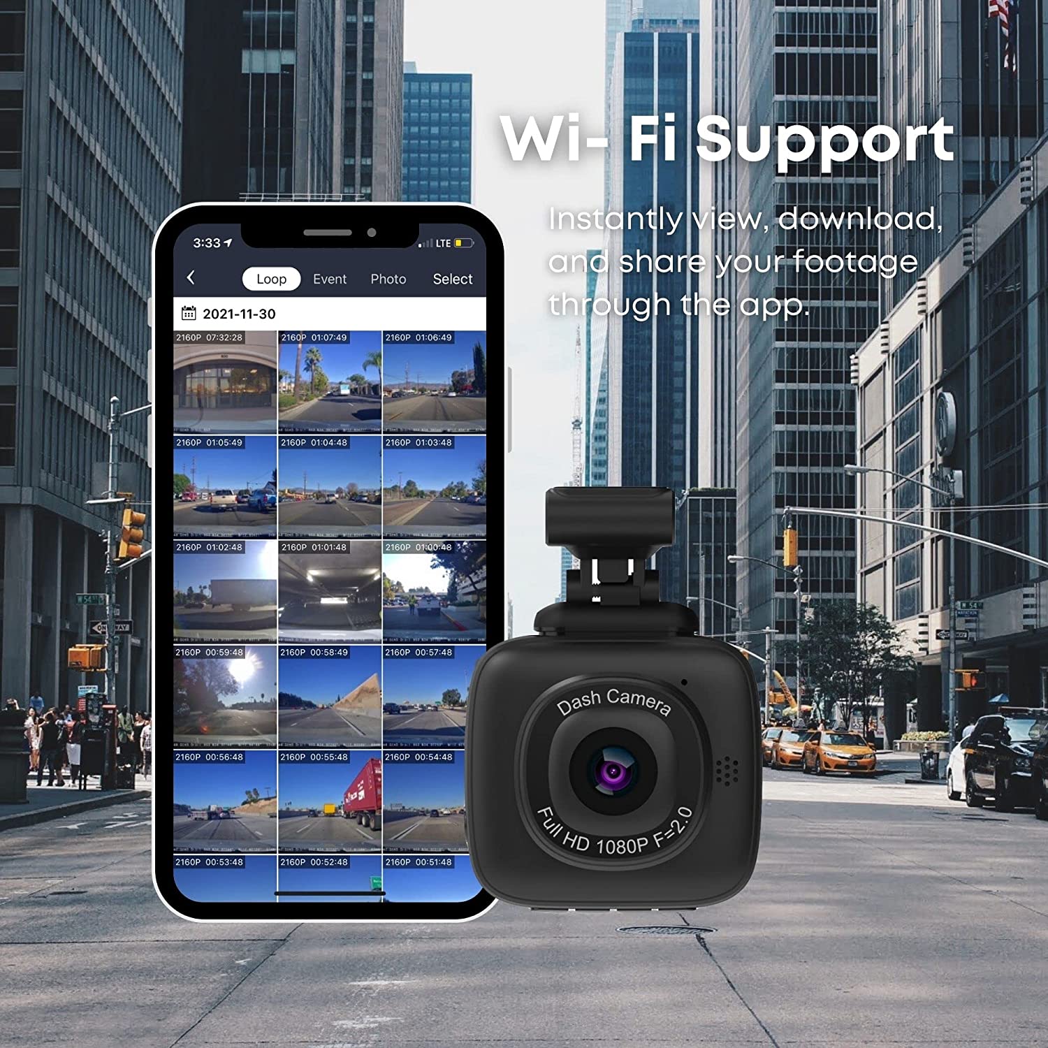 myGEKOgear by Adesso Orbit 118 Full HD 1080p Compact Wi-Fi Dash Cam