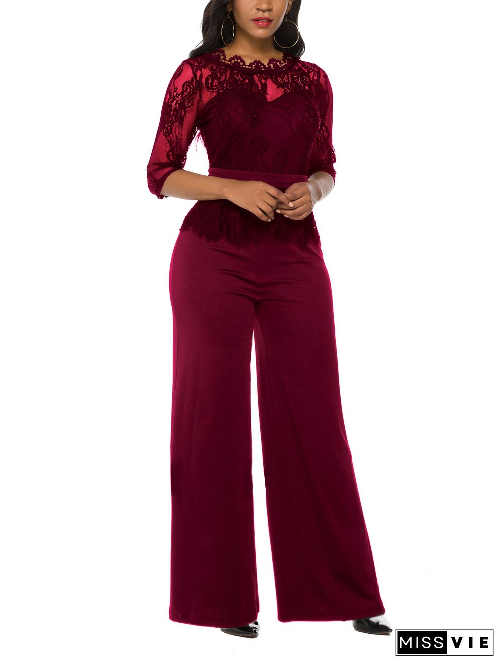 Lace Wide Leg Jumpsuit Pants