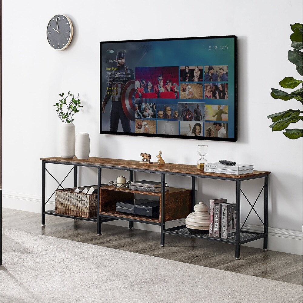 TV Stand for Living Room  Entertainment Center TV Console with Storage Shelves