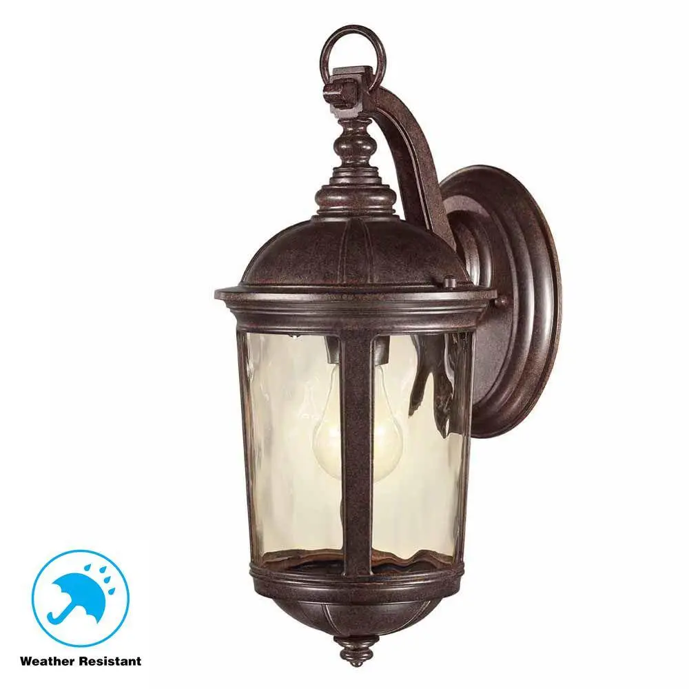 Home Decorators Collection Leeds 16 in. Mystic Bronze 1-Light Outdoor Line Voltage Wall Sconce with No Bulb Included HB7262A-293