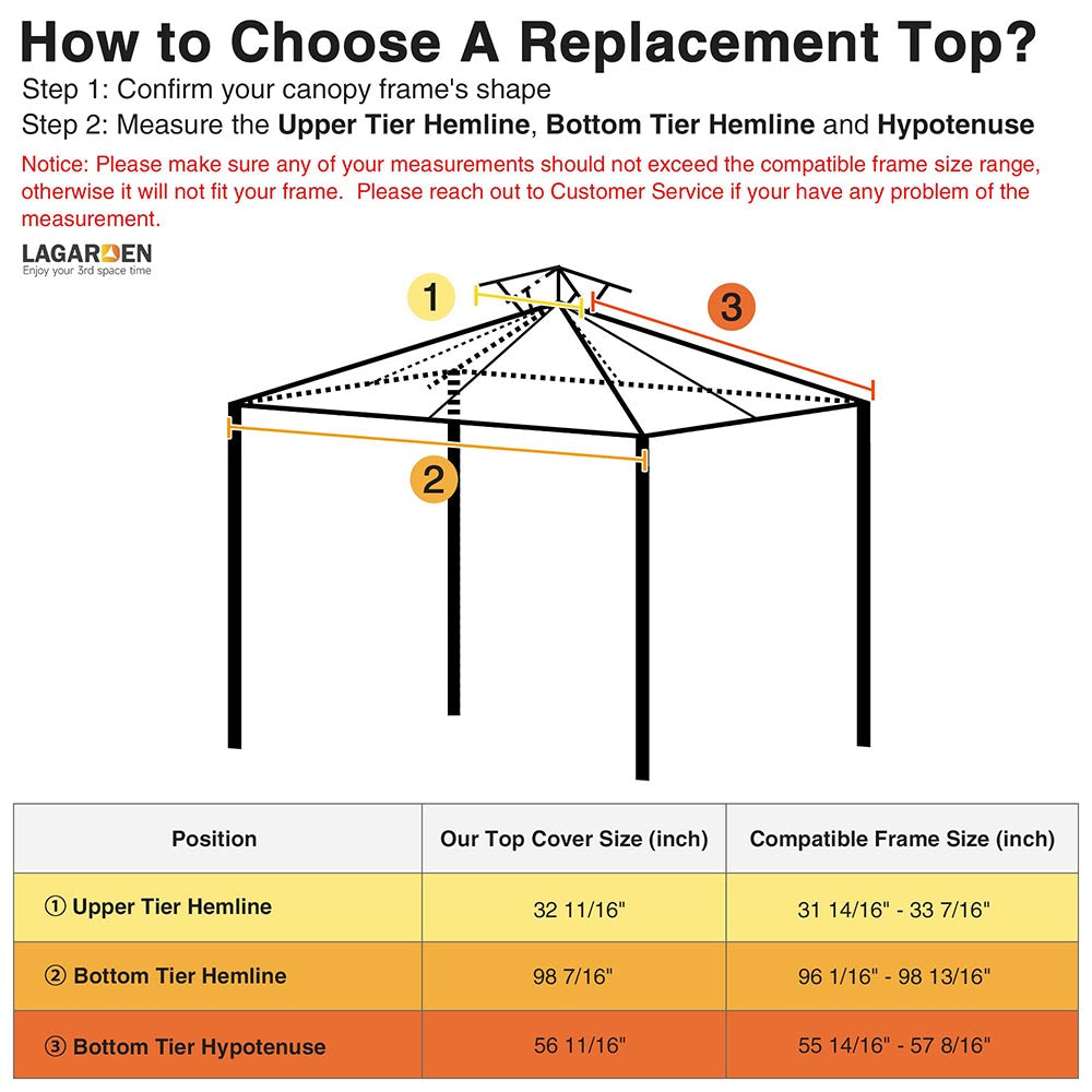 Yescom 8' x 8' Gazebo Canopy Replacement Top Color Optional