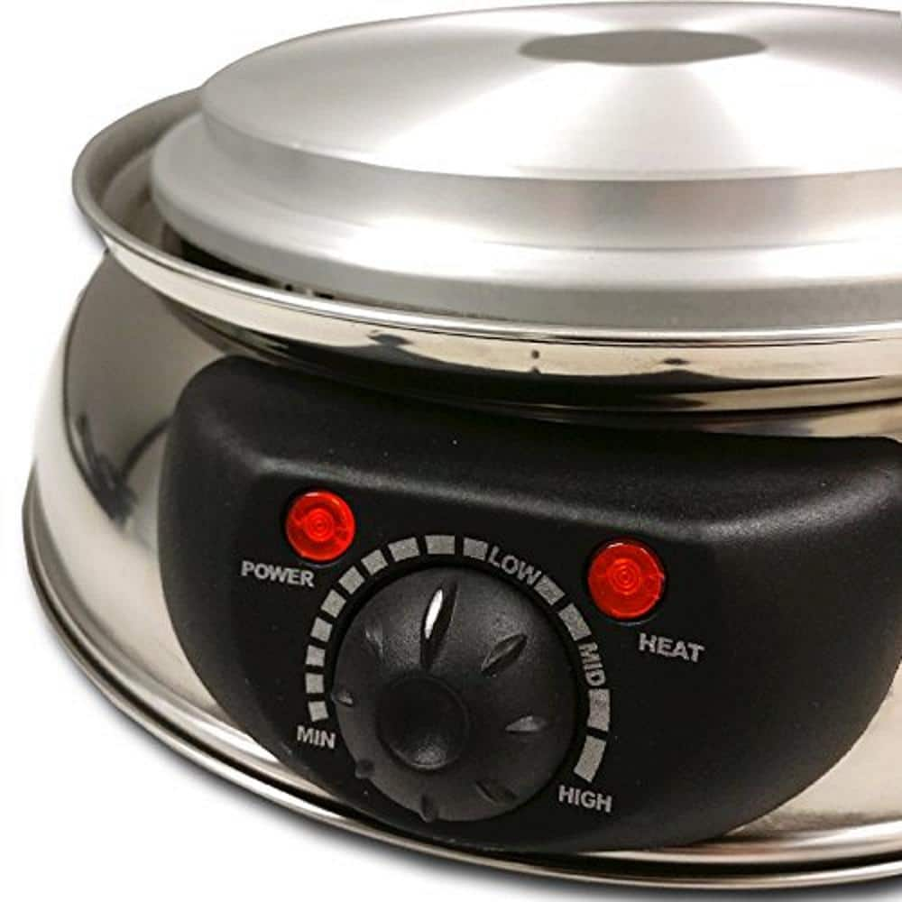 a Shabu 7.75 in. Stainless Steel Electric Wok Mongolian Hot Pot with Broiler SYHS30