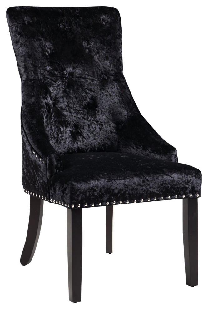 Set of 2 Dining Chair  Elegant Design With Velvet Upholstery  ampNailhead   Transitional   Dining Chairs   by Decor Love  Houzz