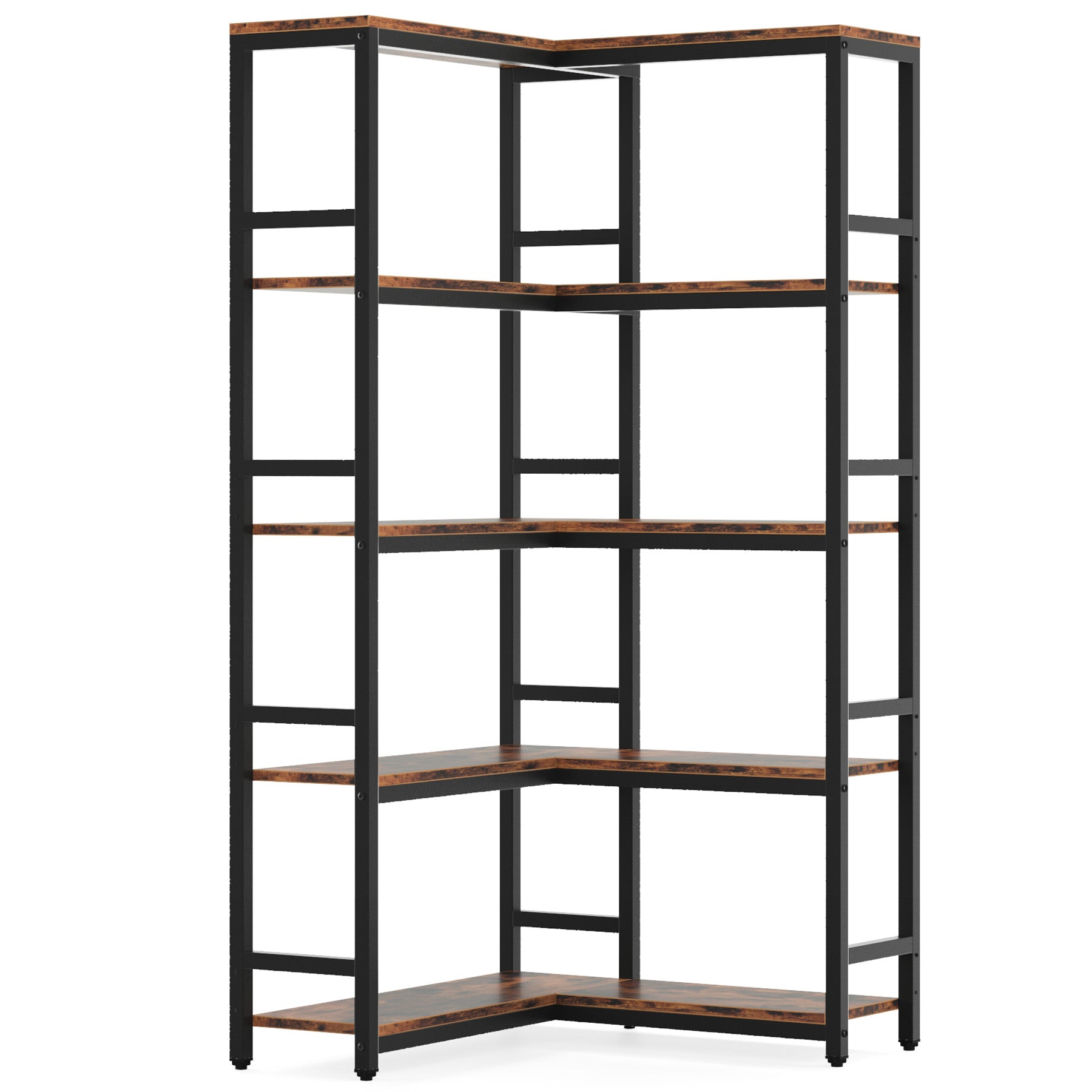 Industrial Corner Bookshelf, 5-Tier/7-Tier Bookcase Etagere Display Rack