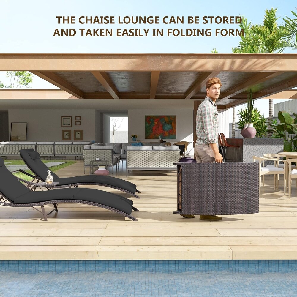 Kullavik Outdoor Chaise Lounge Furniture 3 Piece Set