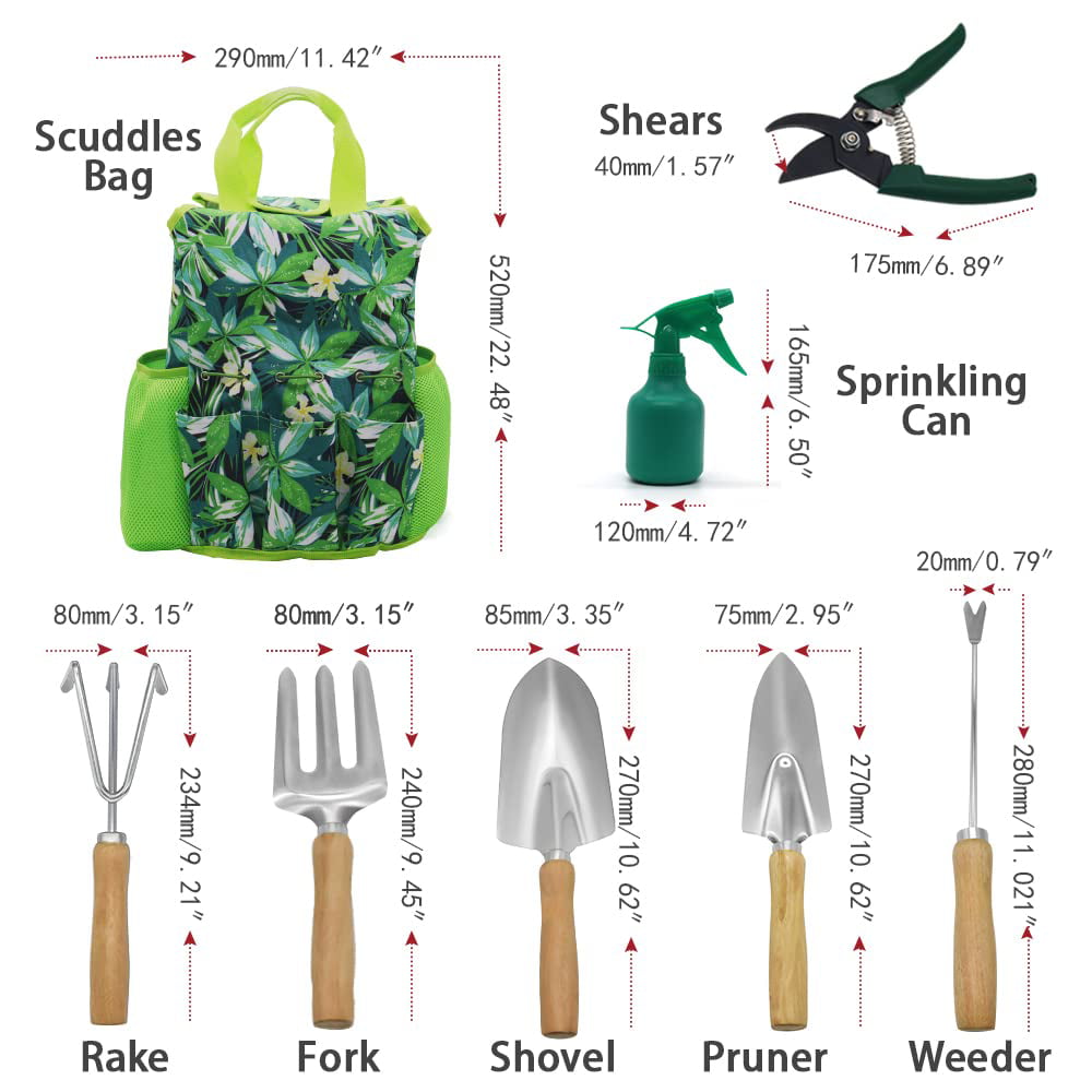 9-Piece Garden Tools Set with Gloves and Tote ,Gardening Kit by RAYWER