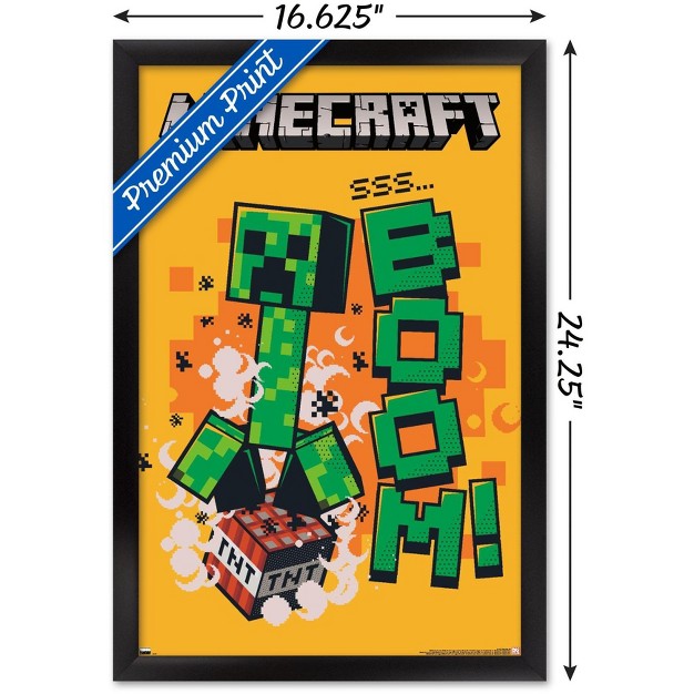 Trends International Minecraft Creeper Boom Framed Wall Poster Prints