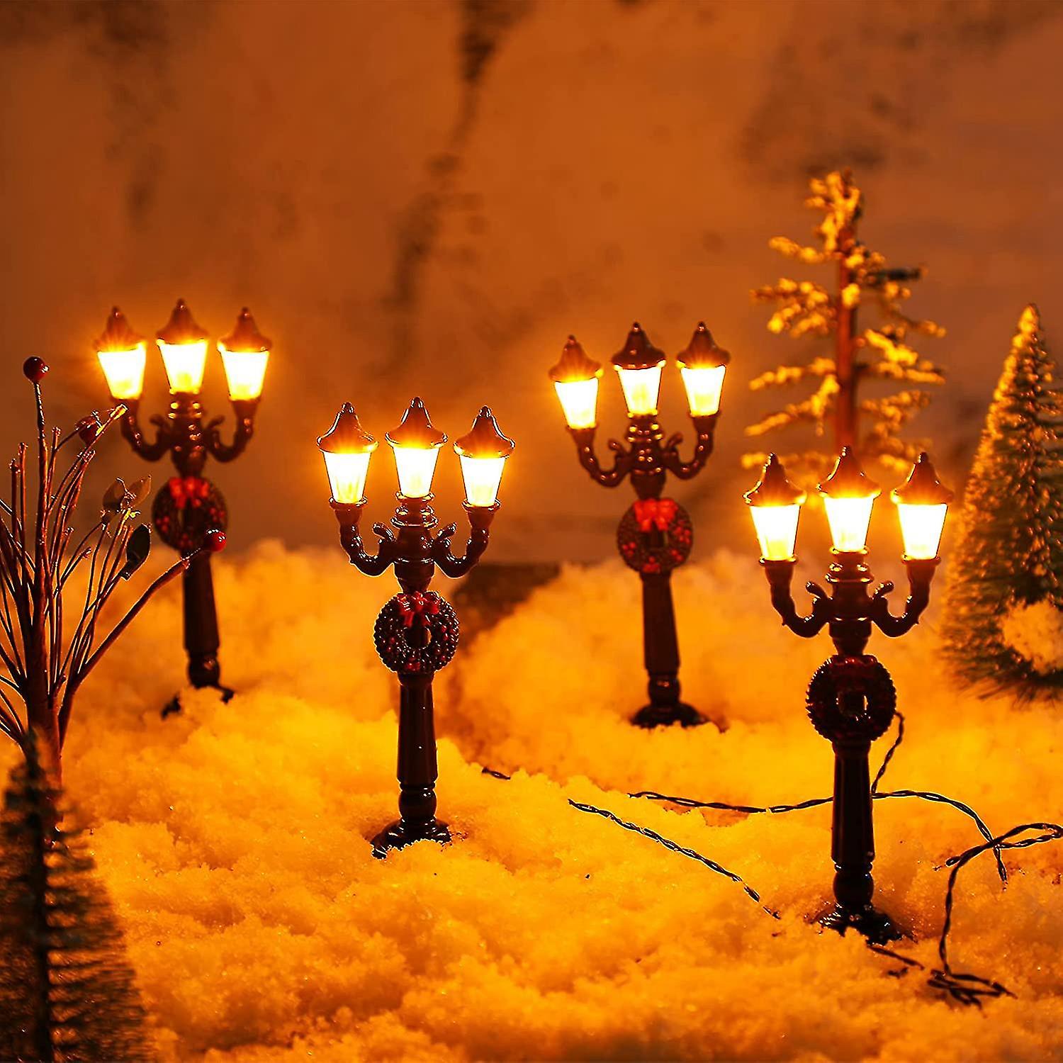 4pc Mini Christmas Lamp Post Train Lamp Miniature Street Lamp