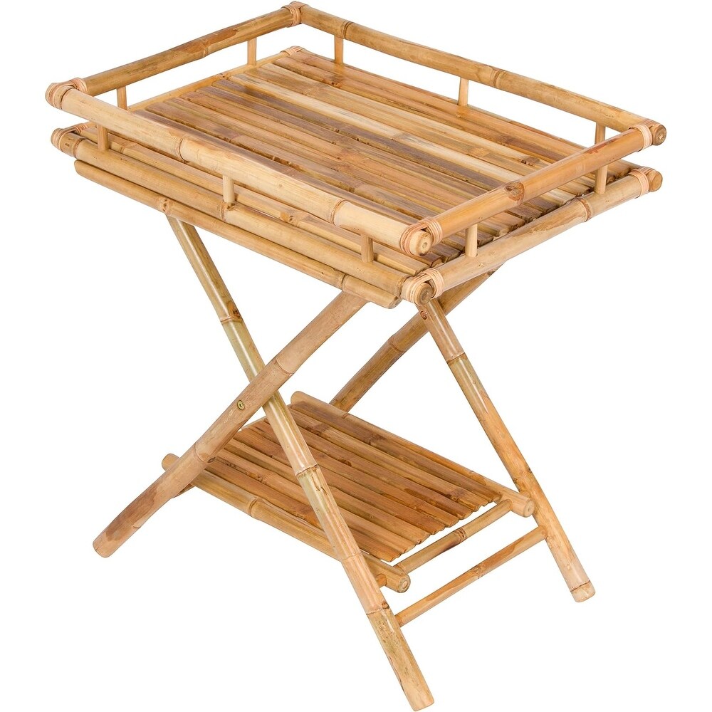 Bamboo Butler Table With Removable Serving Tray