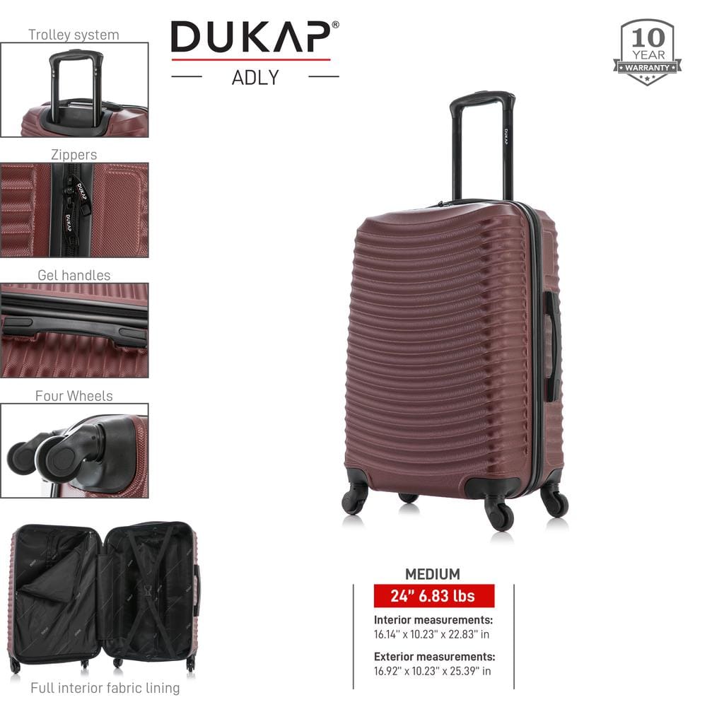 DUKAP 24 in. Wine Adly Lightweight Hardside Spinner DKADL00M-WIN