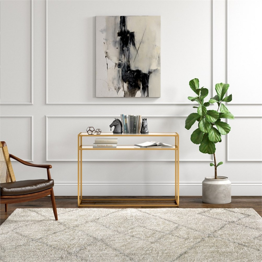 Henn ampHart 42 quotGold Console Table   Contemporary   Console Tables   by Homesquare  Houzz