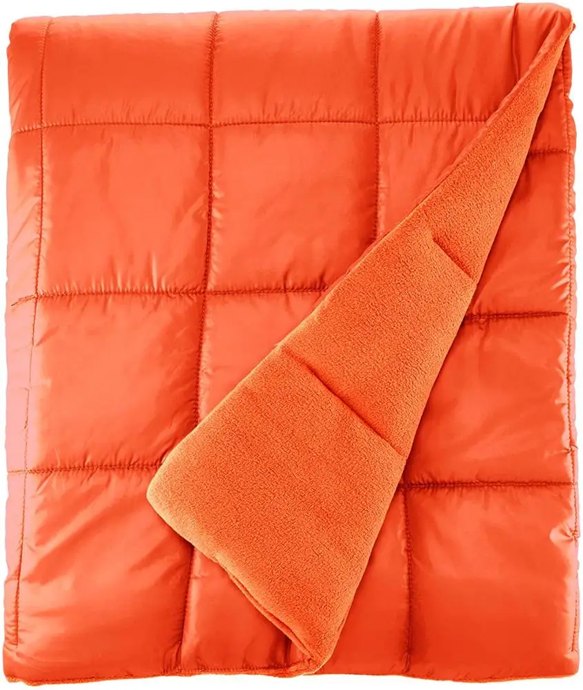 Camping down blanket Synthetic Polyester Down Alternative Filled Cheap Camping Blanket With Sherpa Fleece bottom fabric