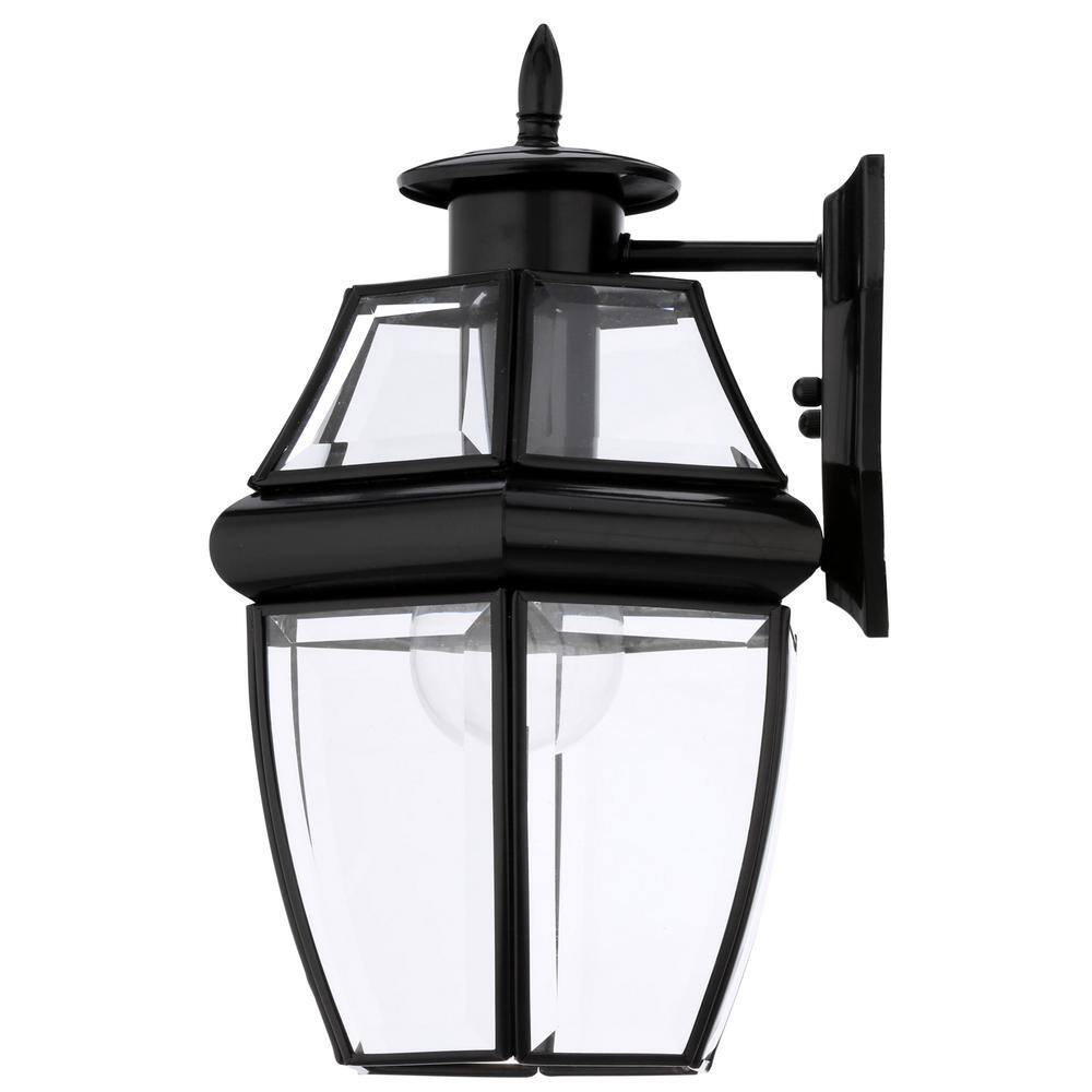 Generation Lighting Lancaster 1-Light Traditional Black Outdoor Wall Lantern Sconce 8038-12