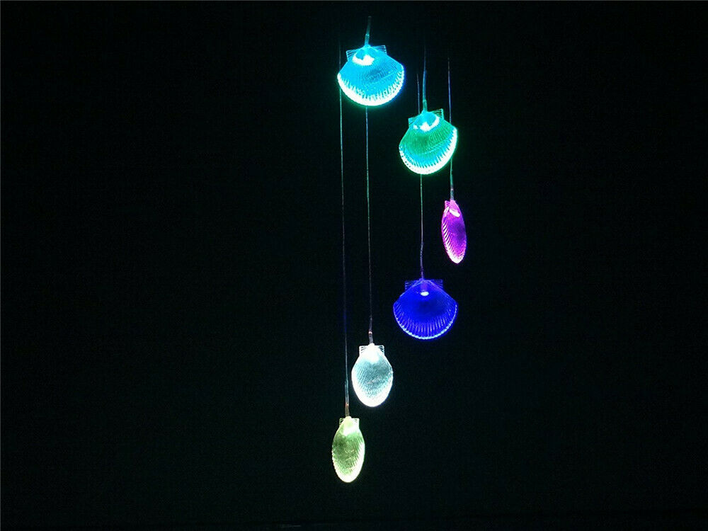 Solar Color Changing LED Shell Wind Chimes Home Garden Yard Decor Light Lamp US