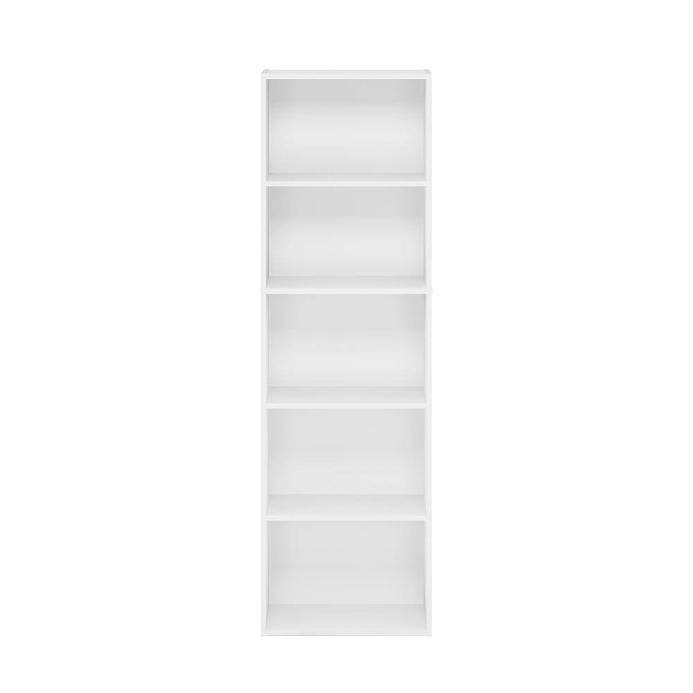 Furinno Tropika 52 in. White Faux Wood 5-shelf Standard Bookcase with Storage 11055WH