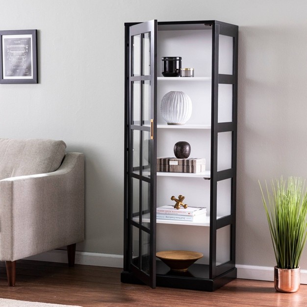 Tall Curio Cabinet Black white