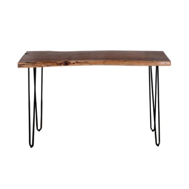 Alaterre Furniture Hairpin Natural Brown Live Edge Media Console Table Metal And Wood