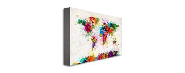 X 32 quot Paint Splashes World Map By Michael Tompsett Trademark Fine Art