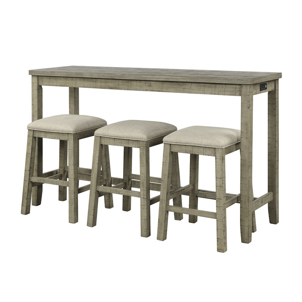 4 Pieces Counter Height Table with Fabric Padded Stools