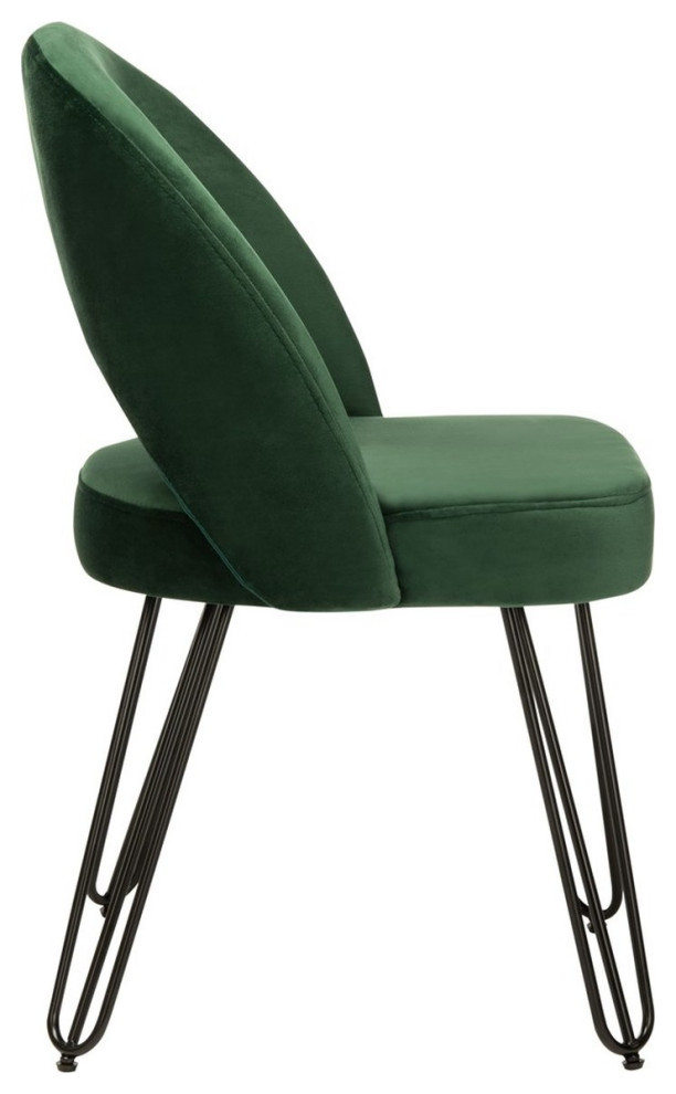 George Velvet Retro Side Chair Malachite Green/ Black Set 2   Modern   Armchairs And Accent Chairs   by Virgil Stanis Design  Houzz