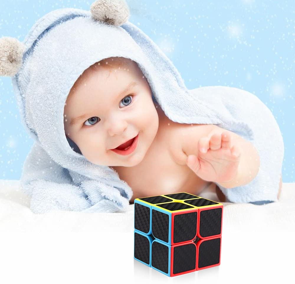 D-FantiX Carbon Fiber 2x2 Speed Cube 2x2x2 Magic Cube Puzzle Toys for Kids