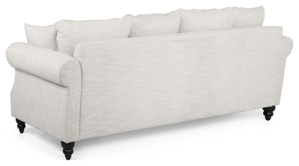 Bonny Fabric Pillowback 3 Seater Sofa With Nailhead Trim   Traditional   Sofas   by GDFStudio  Houzz