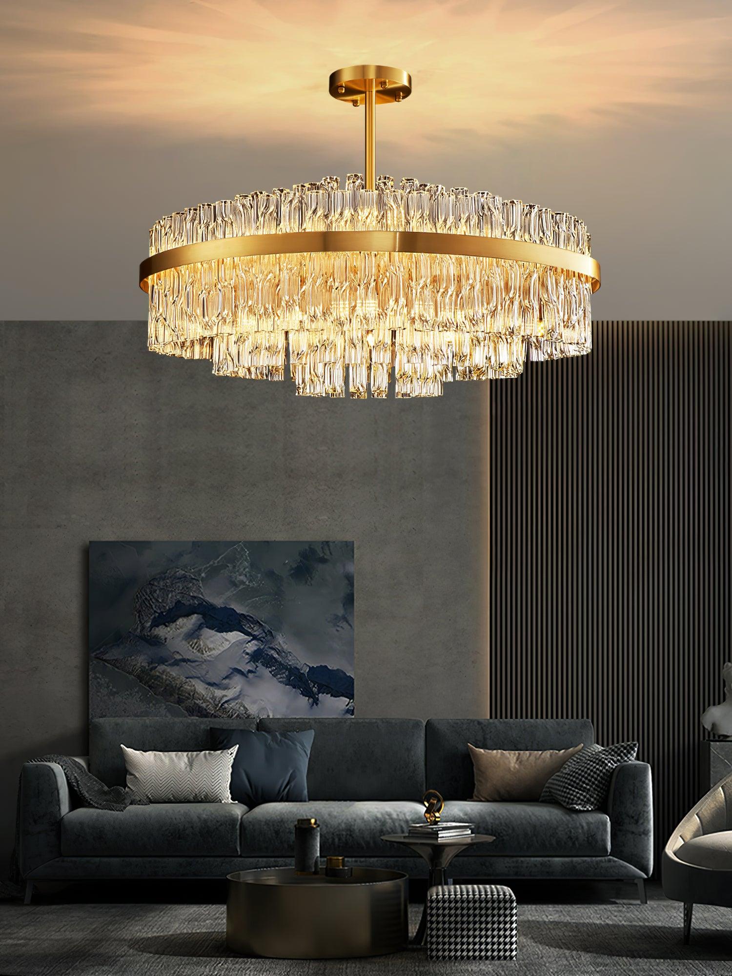 Gold & Clear Rod Chandelier