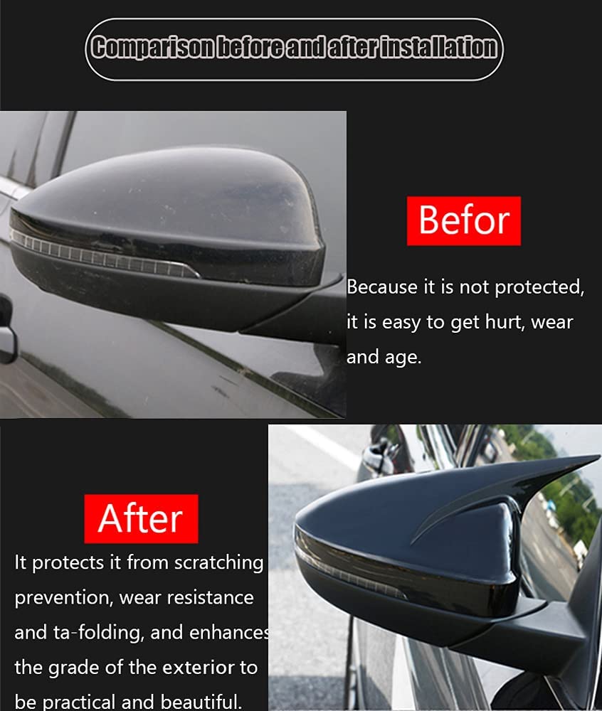 Xinrsheag ABS Material Car Side Mirror Caps custom Exterior Accessories Horn style Rearview Mirror Cover(Mirror Black) 2Pcs/Set for Kia New K5(2021 2022)