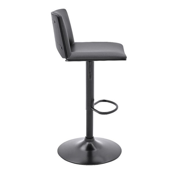 Adjustable Swivel Gray Faux Leather and Black Metal Bar Stool - 20 L x 18 W x 34 H Inches