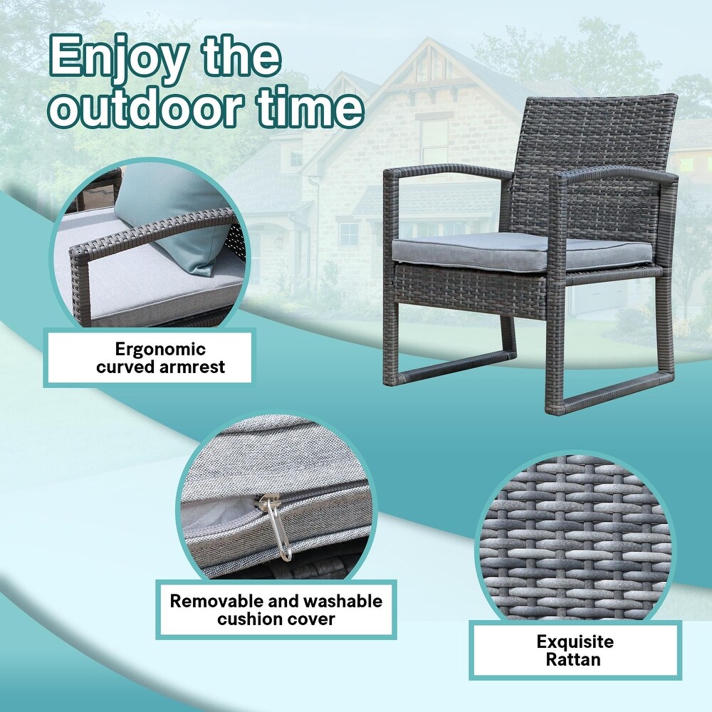 3 pc. Outdoor Cushioned Wicker Chat Set