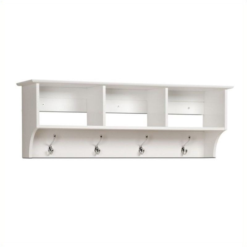 Hawthorne Collections Entryway Wall Cubby Shelf Coat Rack in White