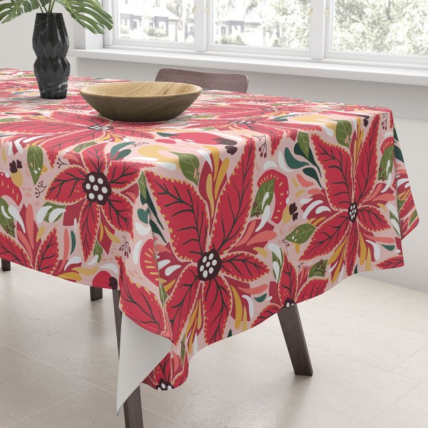 Avenie Abstract Floral Poinsettia Red Tablecloth deny Designs