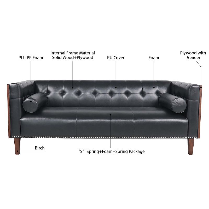 F.c Design Wooden Decorated Arm 3 Seater Sofa With  Spacious Design