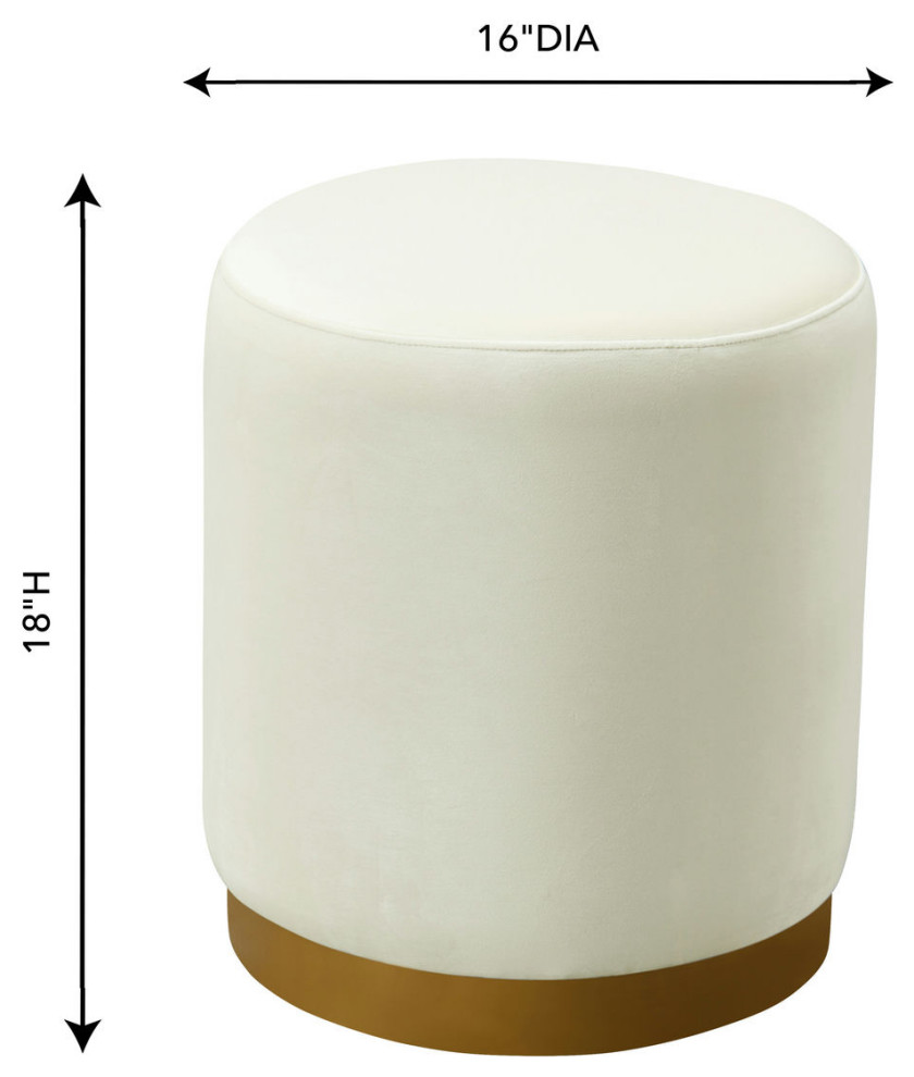 TOV Furniture Opal Cream Velvet Ottoman With Gold Base   Contemporary   Footstools And Ottomans   by BisonOffice  Houzz