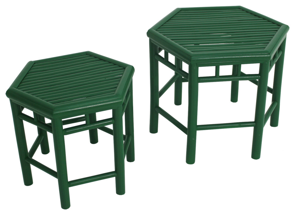 Bamboo End Table  Set Of 2  Green   Asian   Side Tables And End Tables   by STATRA  Houzz