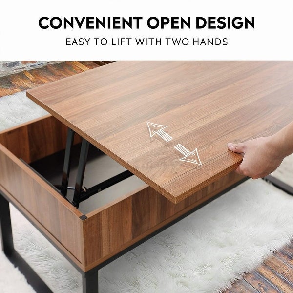 Lift Top Coffee Table with Storage and Slide Drawer