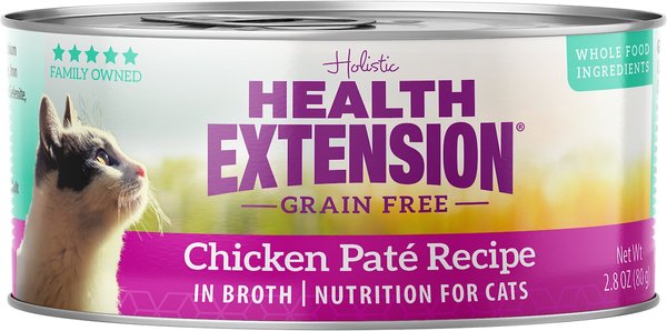 Health Extension Chicken Pate Grain-Free Wet Cat Food， 2.8-oz can， case of 24