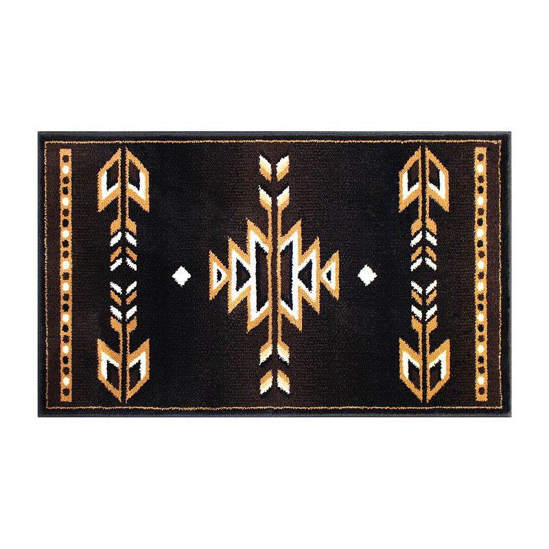 Masada Rugs Masada Rugs 2'x3' Southwest Native American Area Rug in Brown， Black， Beige and Ivory