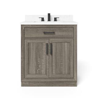 Glacier Bay Pittsford 30 in. W x 22 in. D x 34.5 in. H Bathroom Vanity in Aged Grey wCeramic Vanity Top in White HDPSK30V