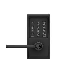 Schlage Century Matte Black Electronic Encode Smart Wi-Fi Latitude Lever with Alarm FE789WB CEN 622 LAT