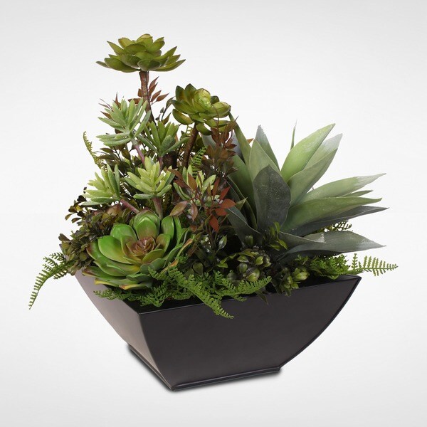 Artificial Succulent Arrangement in a Metal Container