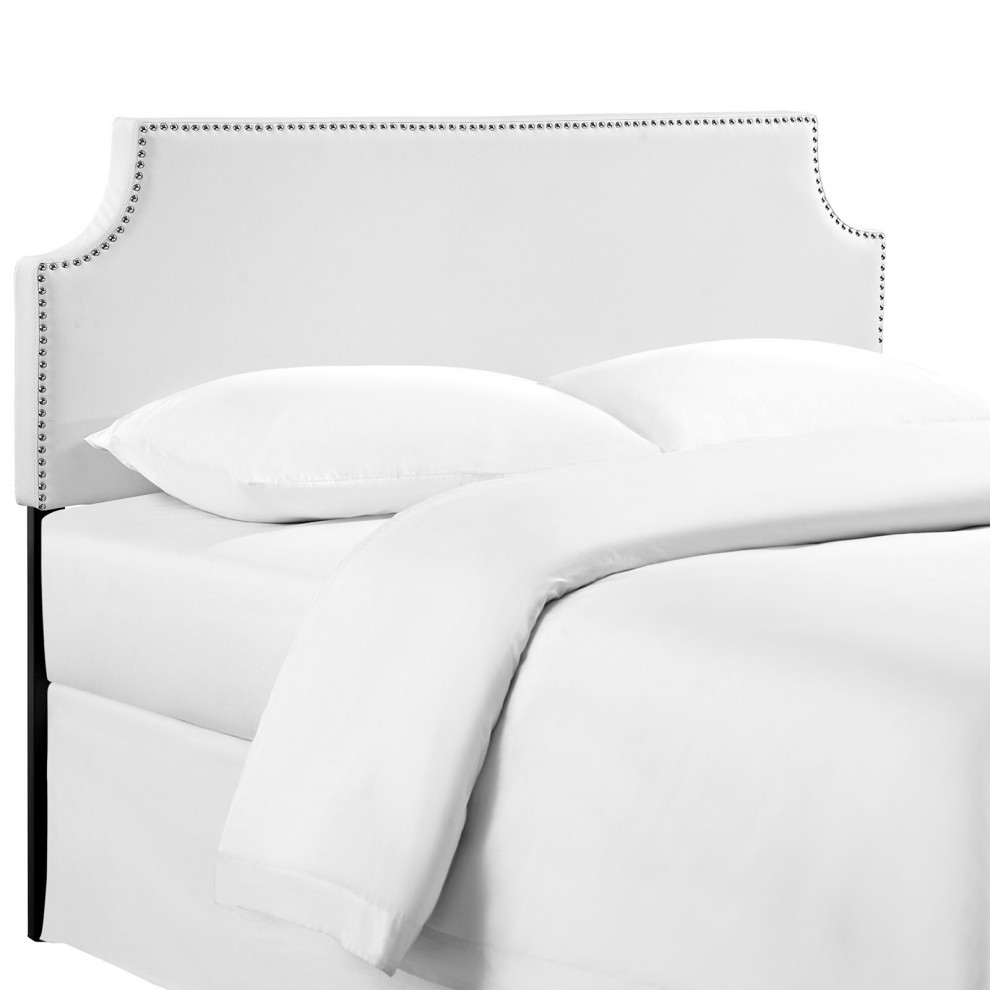 White Laura Full Upholstered Vinyl Headboard   Transitional   Headboards   by Homesquare  Houzz