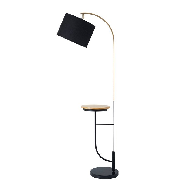 Lana Arc Floor Lamp With Table And Usb Port black Teamson Home