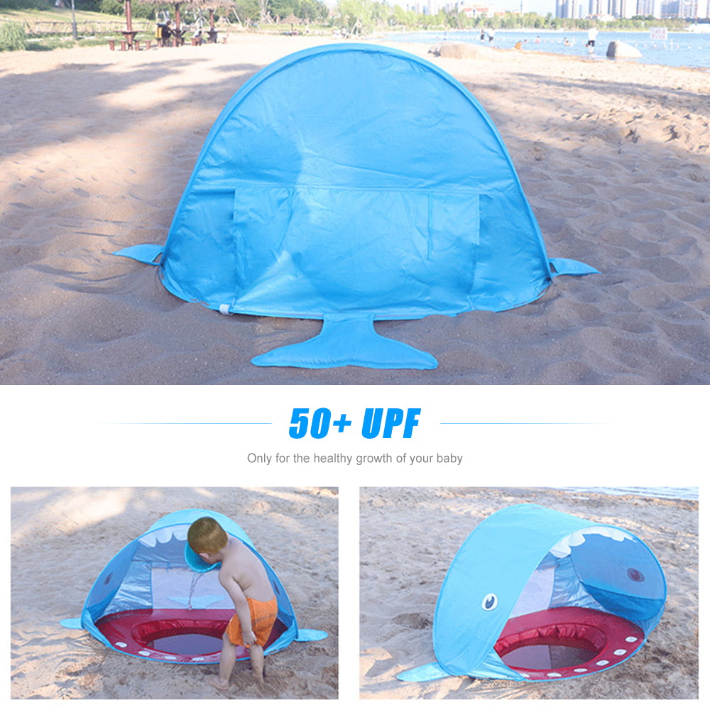 LNKOO Baby Beach Tent Pop Up Tent Portable Shade Pool UV Protection Sun Shelter Beach Umbrella/Instant Tent with Mini Pool， Carry Bag for Toddler， Infant and Kids， 50+ UPF