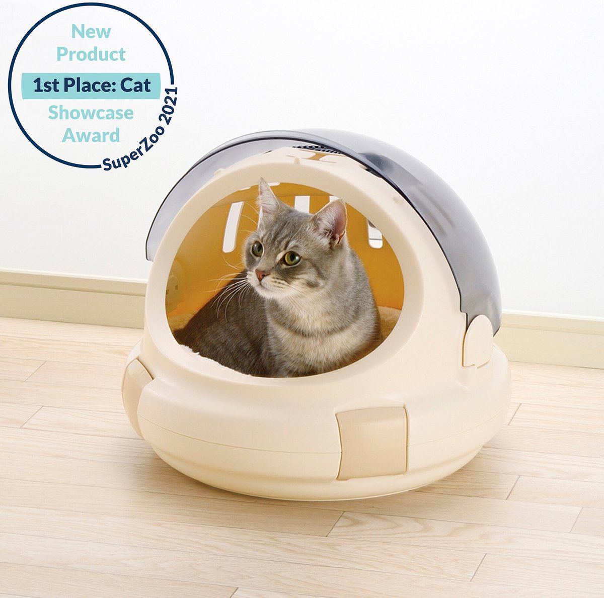 Richell Space Capsule Dog and Cat Carrier and Bed， Beige