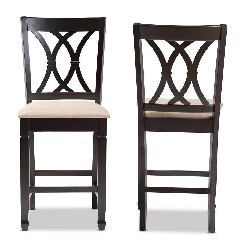 Baxton Studio Reneau 43 in. Sand Brown and Espresso Bar Stool (Set of 2) 153-2PC-9595-HD